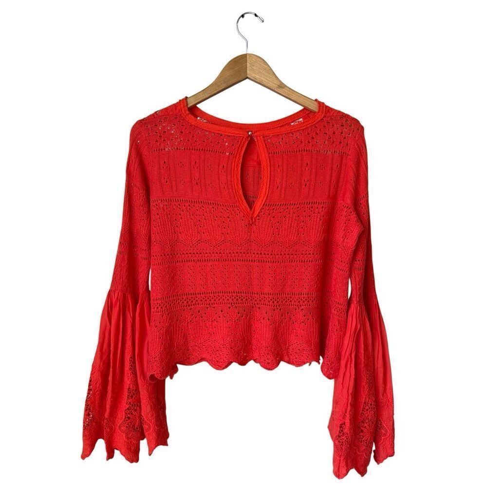 Free People Red Once Upon A Time Lace Top - Picture 5 of 11